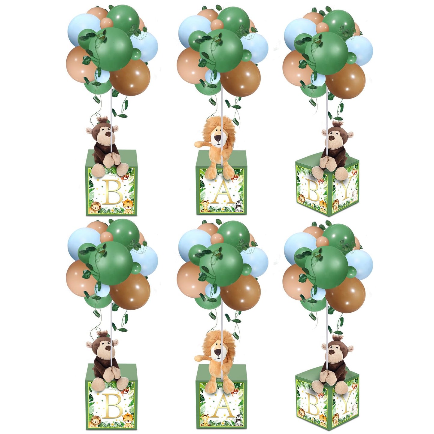 Lenwen 6 Sets Baby Letter Boxes Decorations Table Centerpieces for Baby Shower Gender Reveal,Bear Stuffed Animals Balloon with S