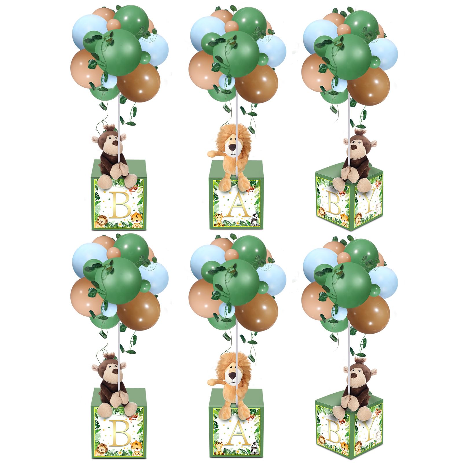 Lenwen 6 Sets Baby Letter Boxes Decorations Table Centerpieces for Baby Shower Gender Reveal,Bear Stuffed Animals Balloon with S