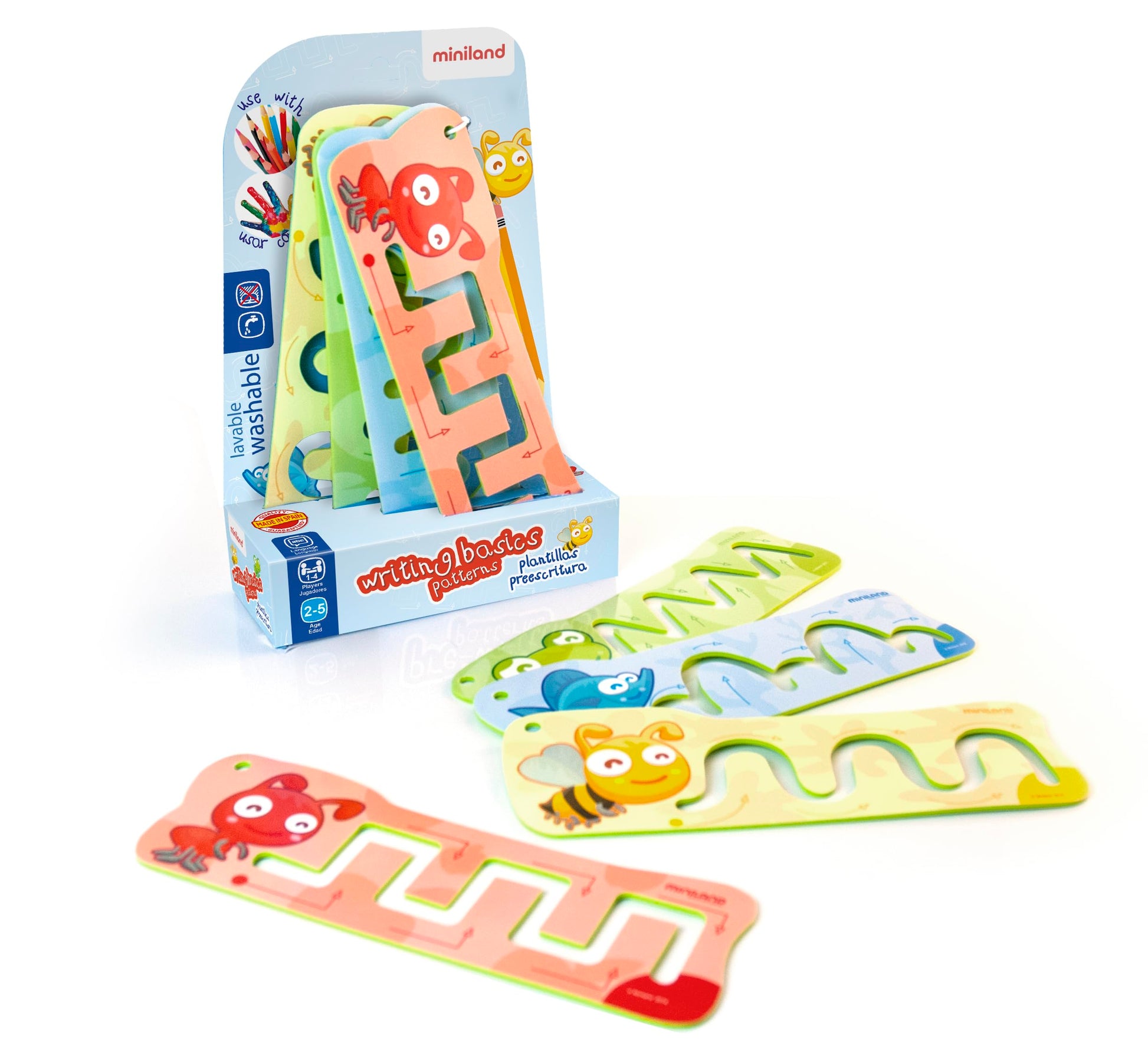 Miniland Pre-Writing Basics: 4 Funny Templates For Preschool Learning Activities, Perfect 3-Year Old Birthday Gifts, Educational