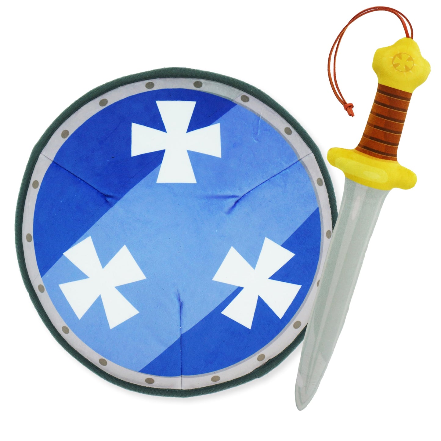 June Garden Little Knights decorative replica blade and Shield Playset - Safe Plush Soft Pretend Play  - Gifts for Kids - Blue
