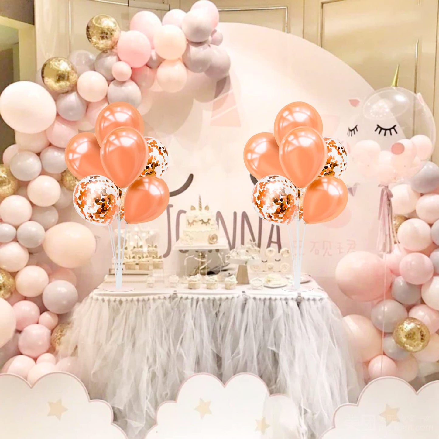 Zjdhpty Rose Gold Balloon Stand Centerpiece Table Decorations For Birthday Anniversary Engagement Wedding Bridal Shower Graduati