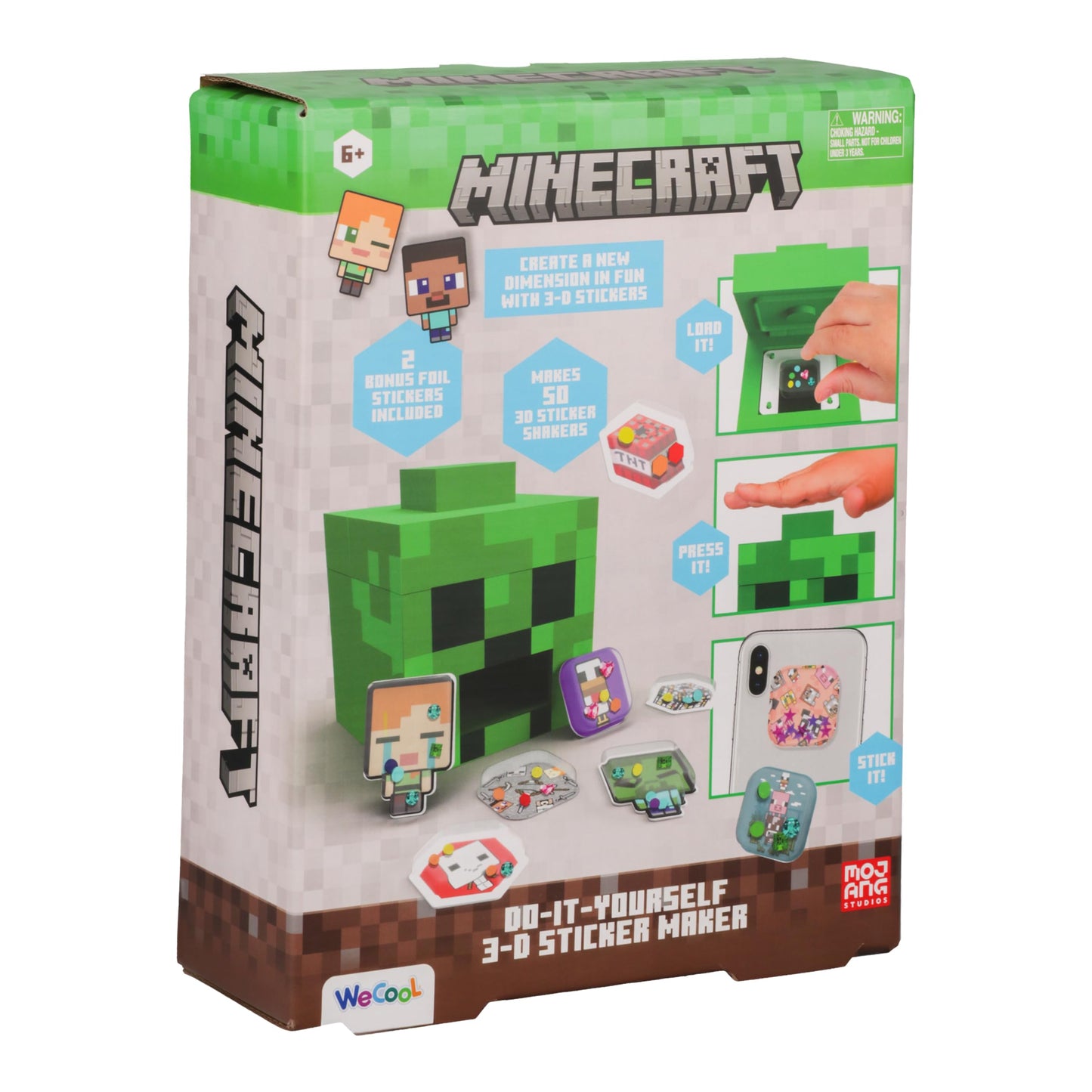 Paladone WeCool Minecraft Creeper DIY 3D Sticker Maker for Kids, Officially Licensed Craft Kit for Girls and Boys Ages 6+, Makes
