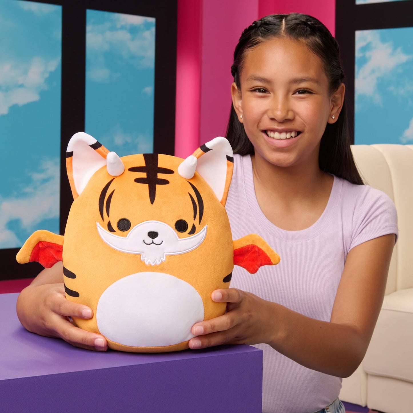 Squishmallows Original 8-Inch Winged Tiger Plush - Ultrasoft Polyester with Virtual Item Code - Model SQAM00029
