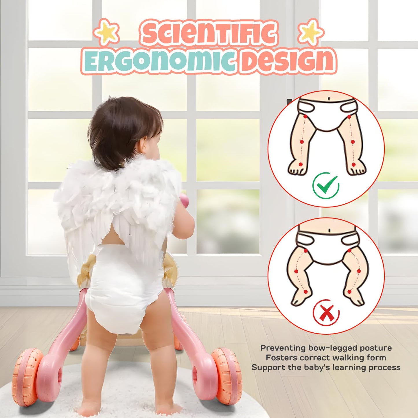 TOY Life 3 in 1 Baby Push Walker & Activity Center, Pink, for 6-12 Months, Model ZS409399, Music Panel, Sit to Stand Learning Toy