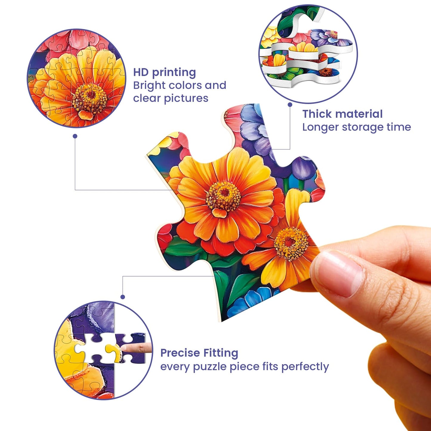 300 Piece Puzzle for Adults,Flowers & Succulents Jigsaw Puzzle for Adults Teens,Large Piece Puzzle for Kids Ages 8-10 10-12,Glos