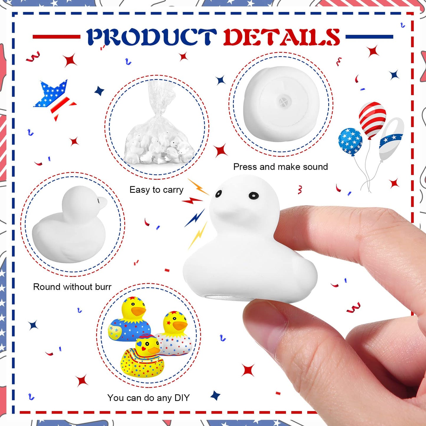 Sratte 72 Pieces Diy Rubber Ducks White Blank Rubber Bath Mini Ducks For Pool Bathtub Baby Party Favors Kids Birthday Gifts