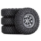 WONFAST 4PCS 1.55 inch 85mm Rubber Terrain Crawler Tires Metal Beadlock Wheel Rims Tires Set Compatible with 1/10 RC Crawler Car