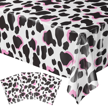 Blue Orchards Cow Print Table Covers (Pack Of 3) - 54'X108' Xl - Cow Birthday Party Decorations, Farm Cow Print Party Supplies, Cow Print Table Cloth, Farm Table Cover, Cow Baby Shower Decorations