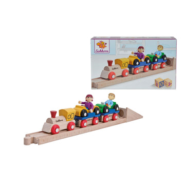 Eichhorn Wooden Car Shuttle Train Set (10 Piece), Brown