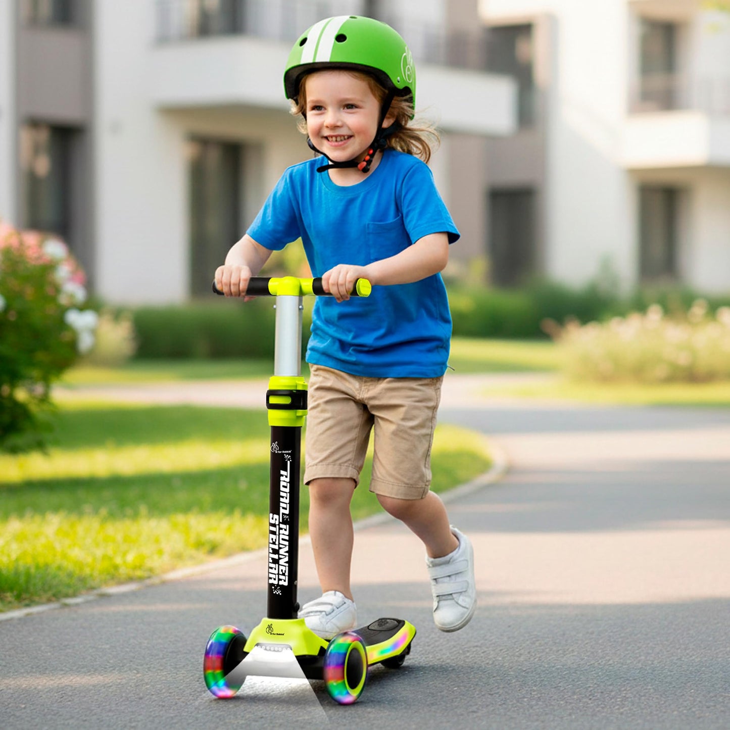 R For Rabbit Road Runner Stellar Kids Scooter With Bluetooth Music & Lights, 3-Level Adjustable Height, Pu Led Wheels | Kick Sco