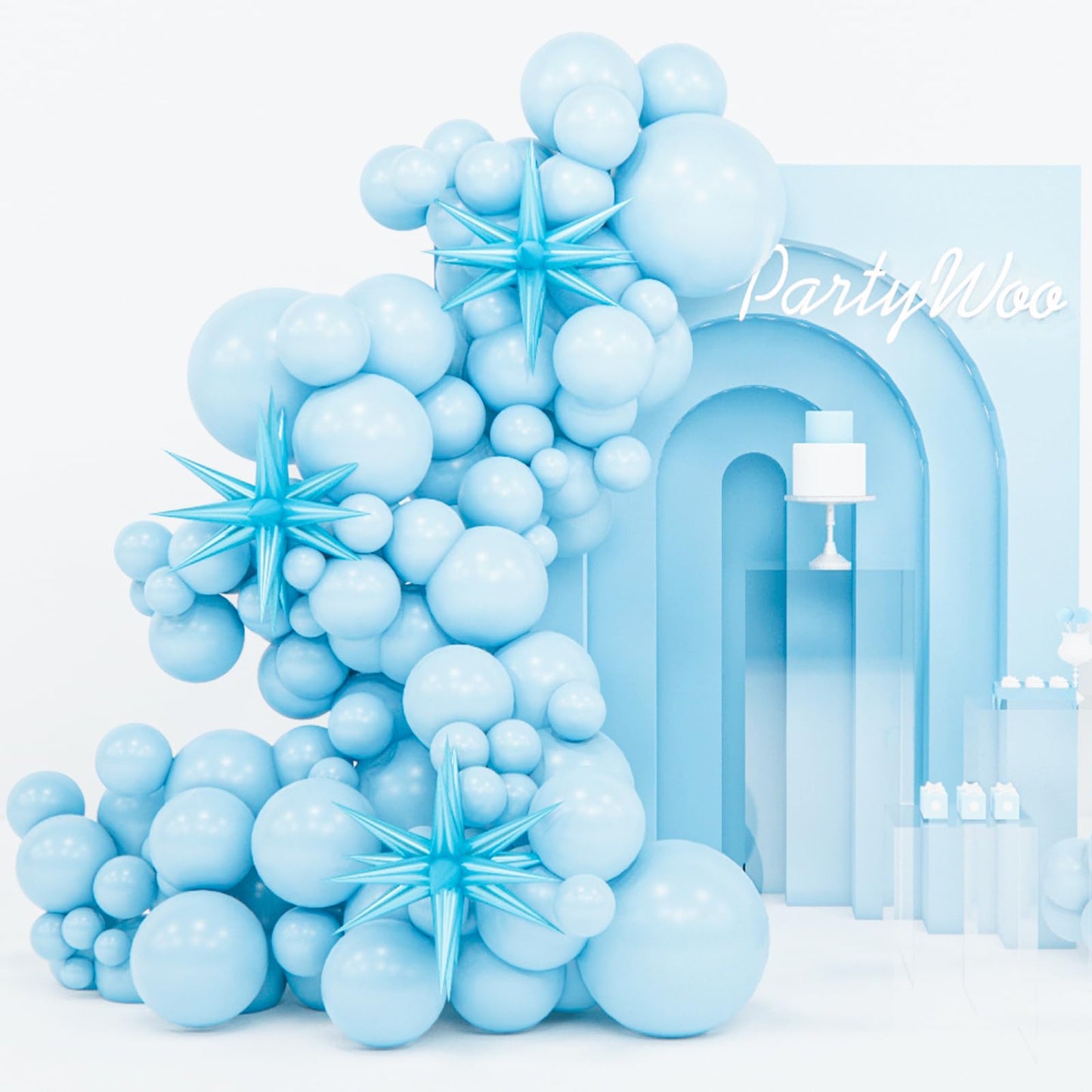 Partywoo Pastel Blue Balloons, 110 Pcs 22 Inch Star Balloons And Pastel Blue Balloons Different Sizes Pack Of 18 Inch 12 Inch 10 Inch 5 Inch For Balloon Garland Or Arch As Birthday Party Decorations