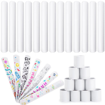 MCPINKY 64PCS Slap Bracelets White, Blank Snap Bands Party Slap Bracelets DIY Wrist Bands for Kids Birthday Party Favors School