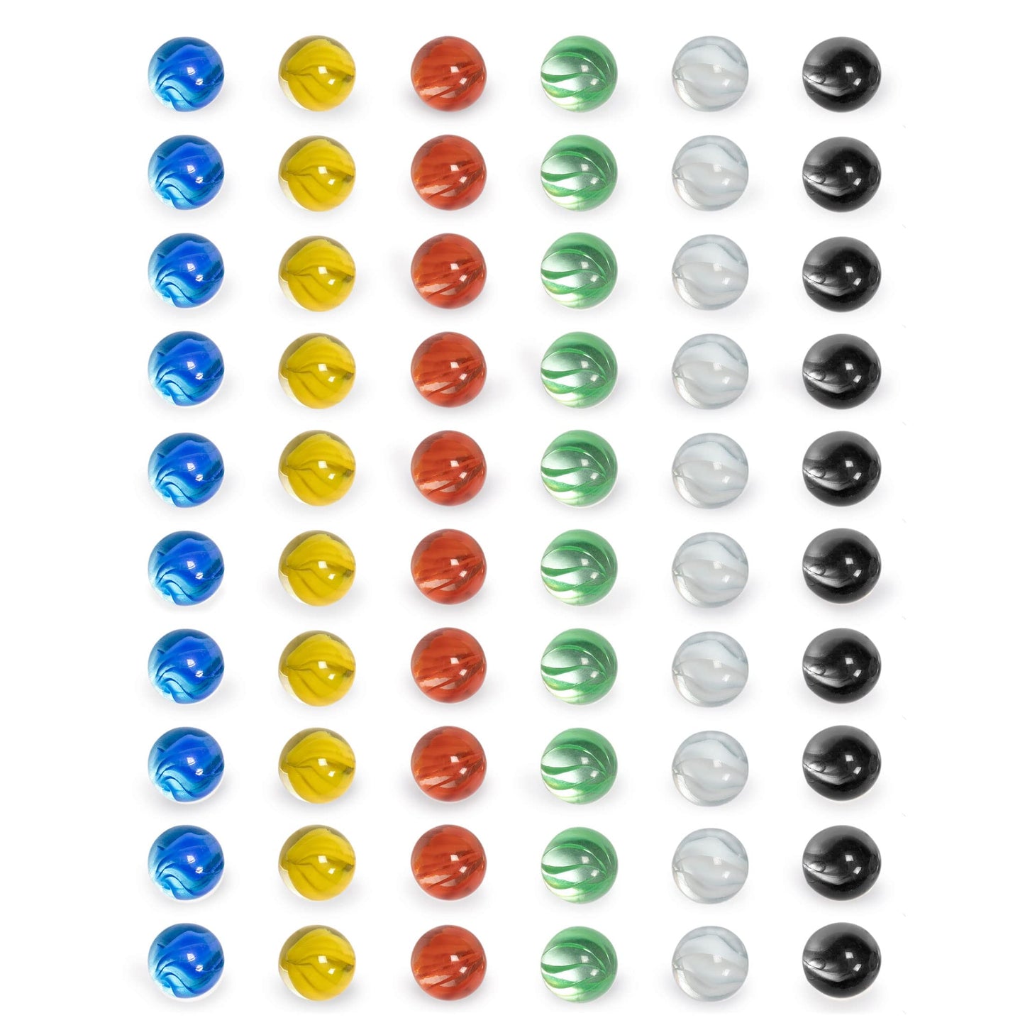 Yellow Mountain Imports 60 Pieces Translucent Chinese Checkers Glass Marbles With Petal Design - 14 Millimeters