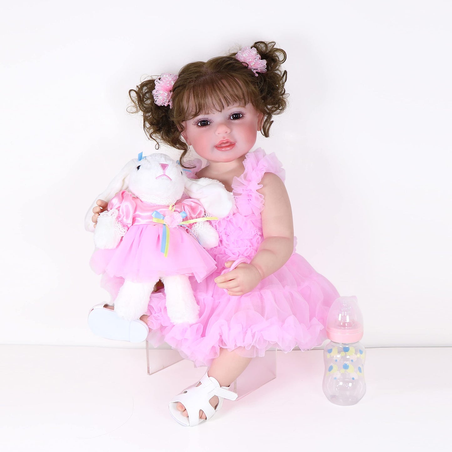 Wawa-Haokeai Reborn Toddler Girl Doll -22 Inch Happy Dance With 3D Painted Skin Visible Veins And Soft Full Vinyl With Rooted Ha