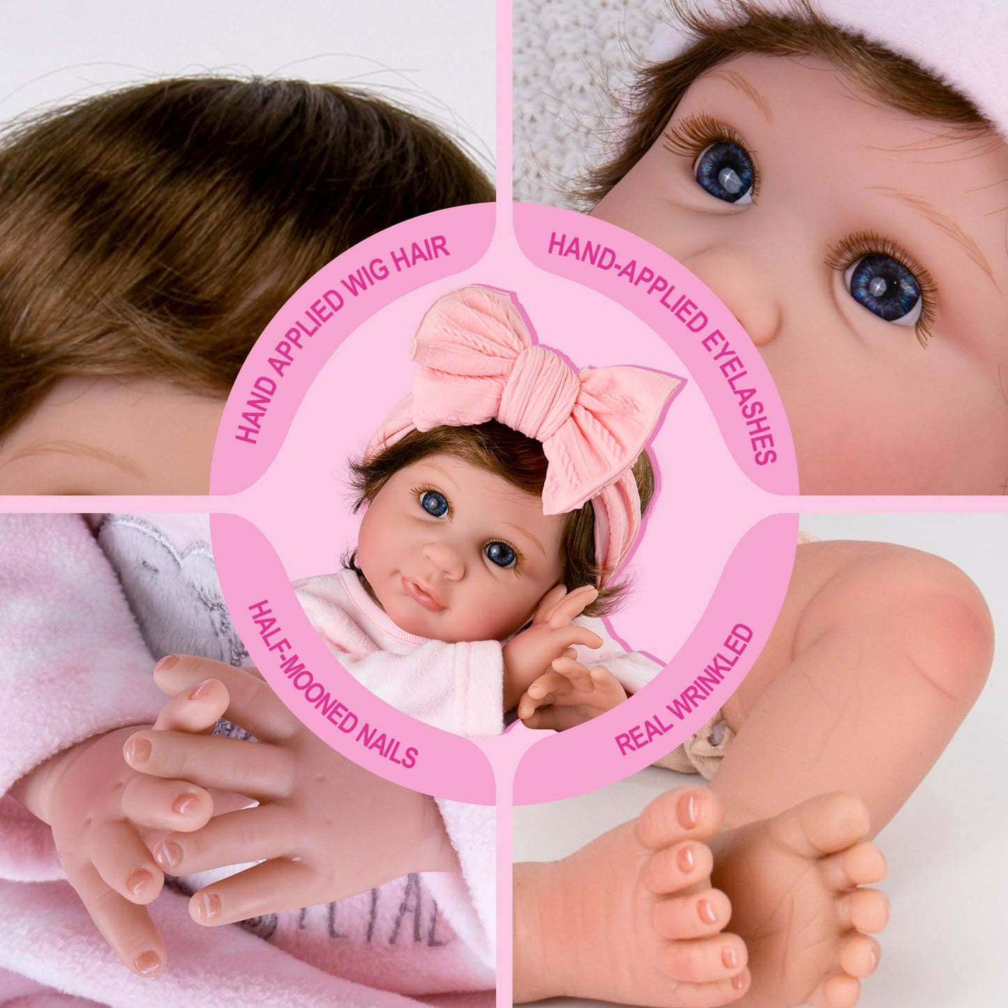 Aori Reborn Baby Dolls 22 Inch Realistic Girl - Lifelike Weighted Newborn Toddler with Feeding Bottle & Magnetic Pacifier  Handapplied Wig Hair  Soft Body  Gift for Kids 3+ Collectors