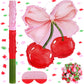 Feifeiya Coquette Pink Bow Cherry Piata Pink Girls Party Piata Bundle with a Blindfold, Bat and Confetti Birthday Coquette Party