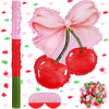 Feifeiya Coquette Pink Bow Cherry Piata Pink Girls Party Piata Bundle with a Blindfold, Bat and Confetti Birthday Coquette Party