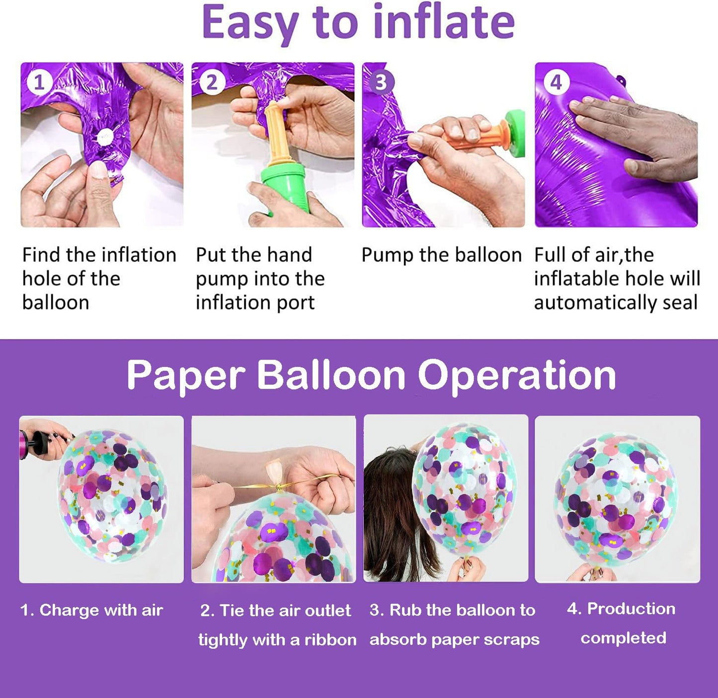 Bearfun 40In Purple Number 7 Balloon, Giant Large 7Th Birthday Decoration, Mermaid Balloons, Children'S Party Supplies