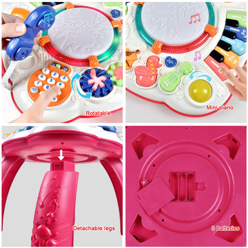 Thismy Early Development Baby Toys 6 To 12 Months,Activity Music Toys For Toddlers 11.8  11.8  12.2 Inches (Red)