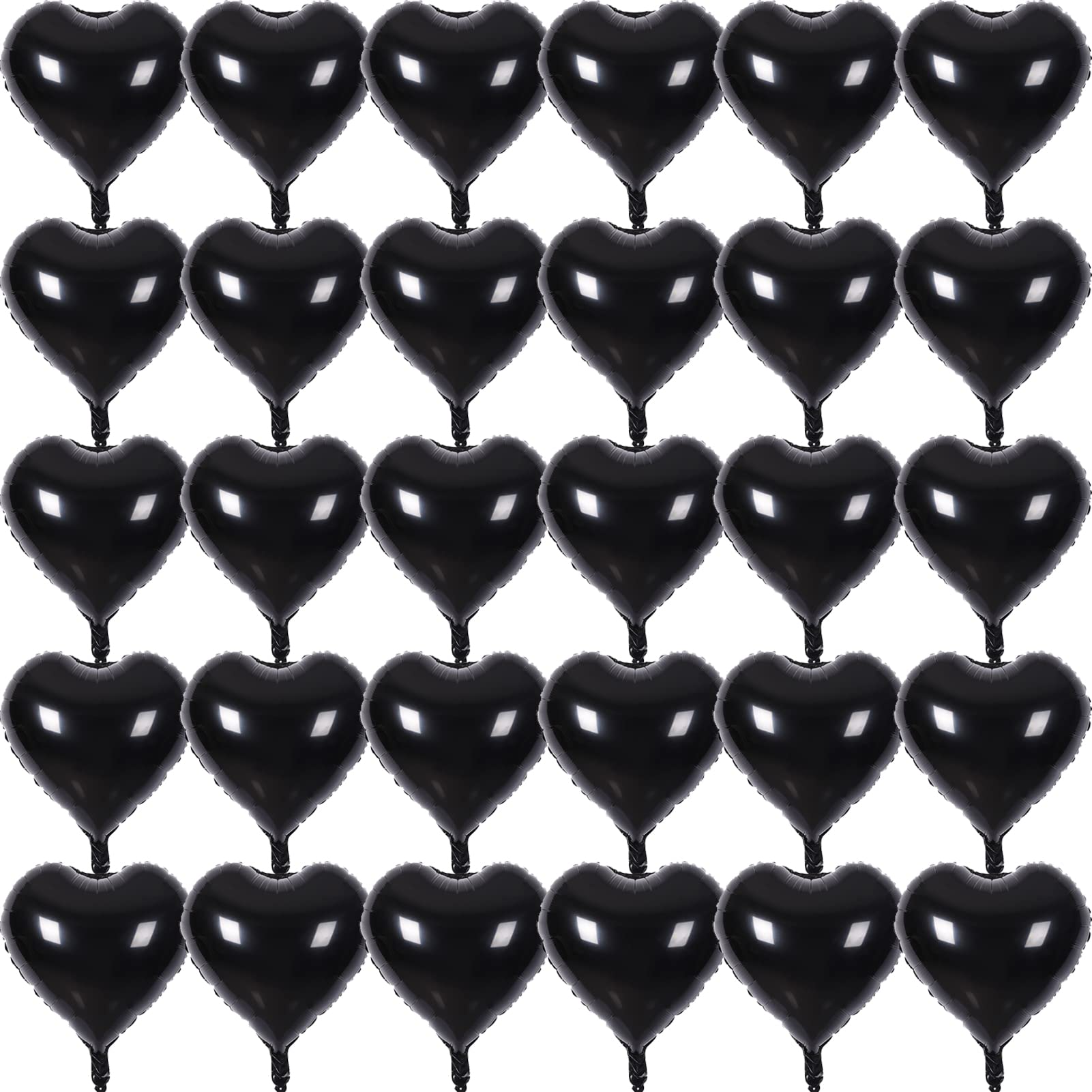 30 Pcs Black Heart Balloons 18In Foil Heart Shaped 18 Inch Balloons Helium Mylar Balloons Foil Balloon Decoration For Women Girl