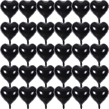 30 Pcs Black Heart Balloons 18In Foil Heart Shaped 18 Inch Balloons Helium Mylar Balloons Foil Balloon Decoration For Women Girl