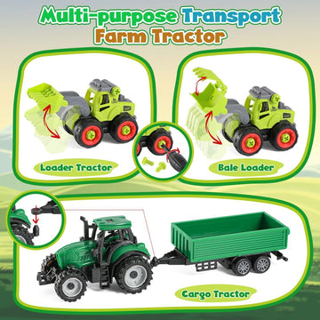 FRUSE Play Sand Farm Toys,Sensory Bins for Toddlers with 2.2lbs Sensory Play Sand,Farm Figures & Tractor Playset,Sandbox Toys fo