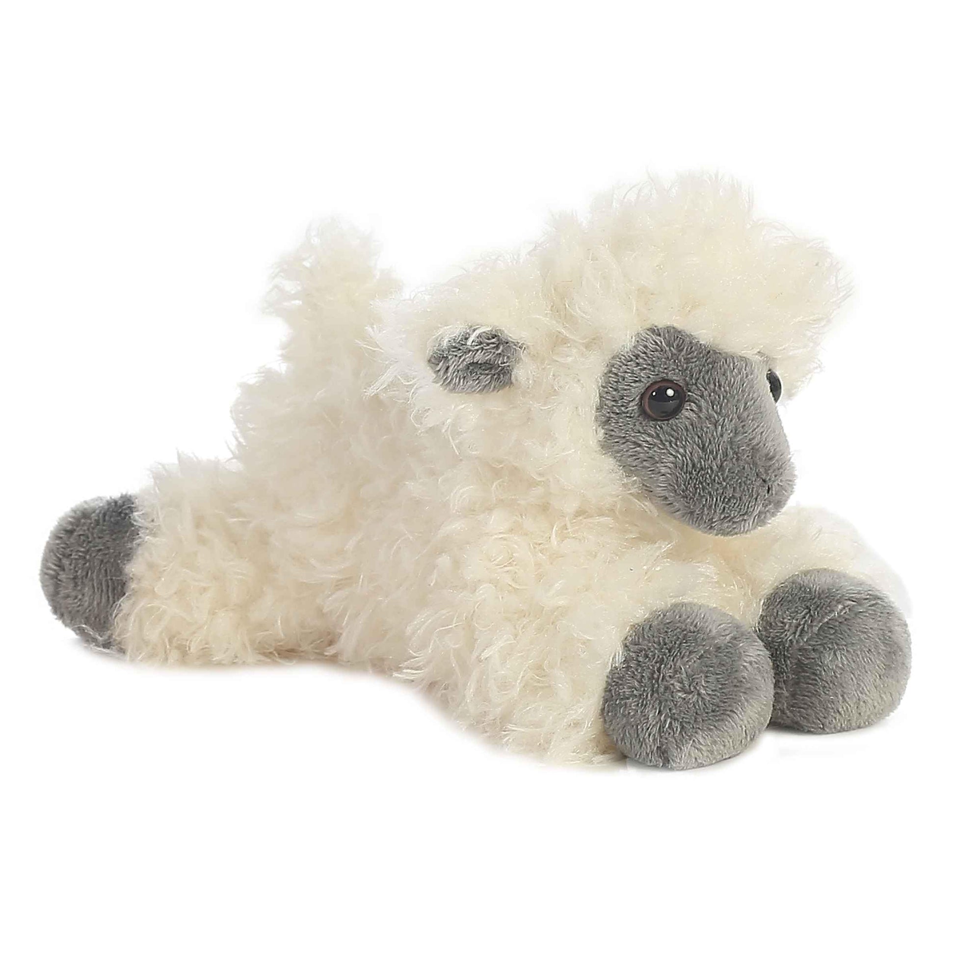 Aurora® Adorable Mini Flopsie™ Black Face Sheep Stuffed Animal - Playful Ease - Timeless Companions - White 8 Inches