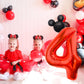 Lebery Mouse Number 4 Balloon 40 Inch Red Number 4 Balloon Mini Mouse Head Balloon For 4Th Birthday Party, Black Red Large Number 4 Foil Balloon For Baby Shower Anniversary Supplies Decorations