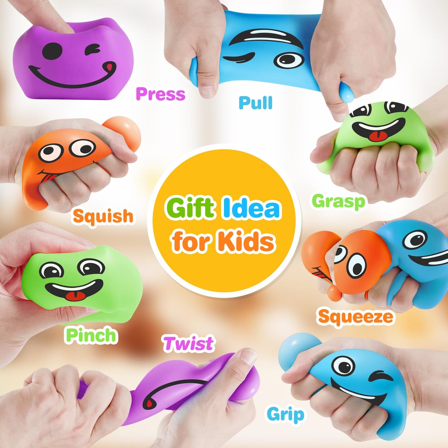 Fidget Toys Mini Stress Cube, 4Pcs Emotion Stress Balls For Kids And Adults, Slow Rising Ice Cube, Dough Soft Fidget Squishy Toy