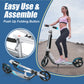 Hudora Adjustable Height Folding Scooter For Kids, Blue, 8 Inch Big Wheels
