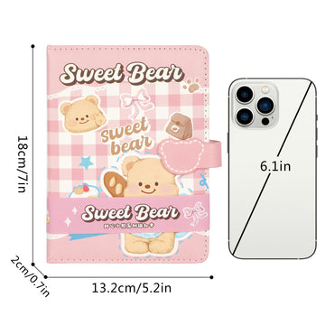 Zeph Hosea Cute Cartoon Notebook Kawaii Journal Notebook Japanese Sketchbook Leather Cover Diary Notepad Travel Notebook (Y-Pink