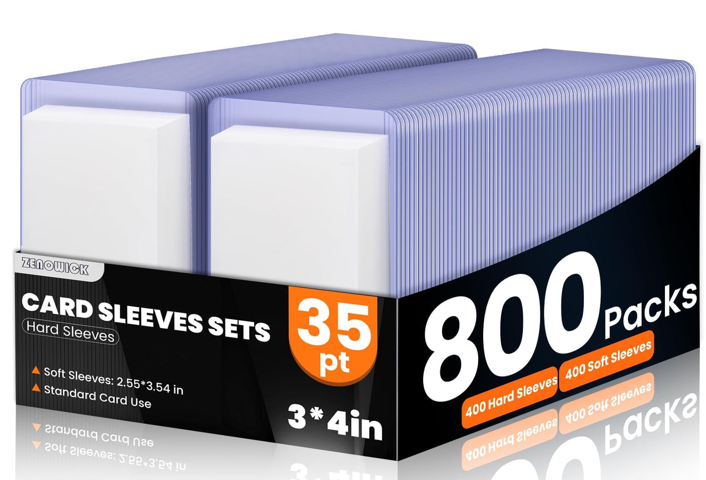 800 Packs Card Sleeves Top Loads For Cards,3'' X 4'' Baseball Card Protectors,Trading Cards Sleeve Hard Plastic Fit For Baseball