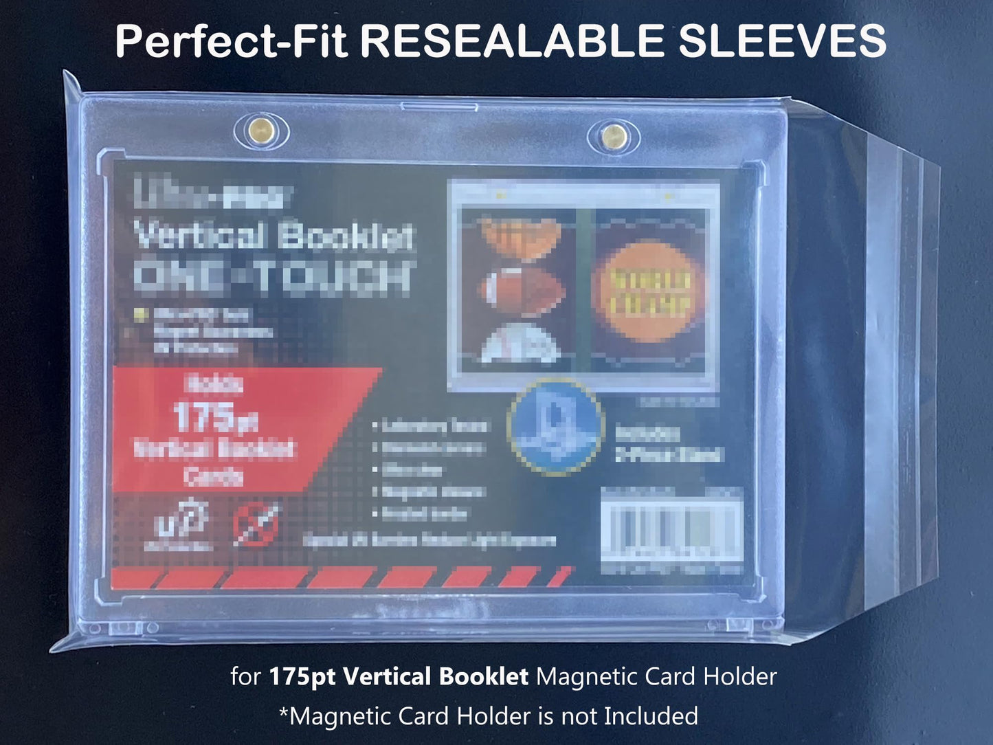 Rayvol Resealable Team Bags For 175Pt Vertical Booklet Magnetic Card Holder, Exact Fit Sleeves For 175Pt Vertical Booklet Cards(