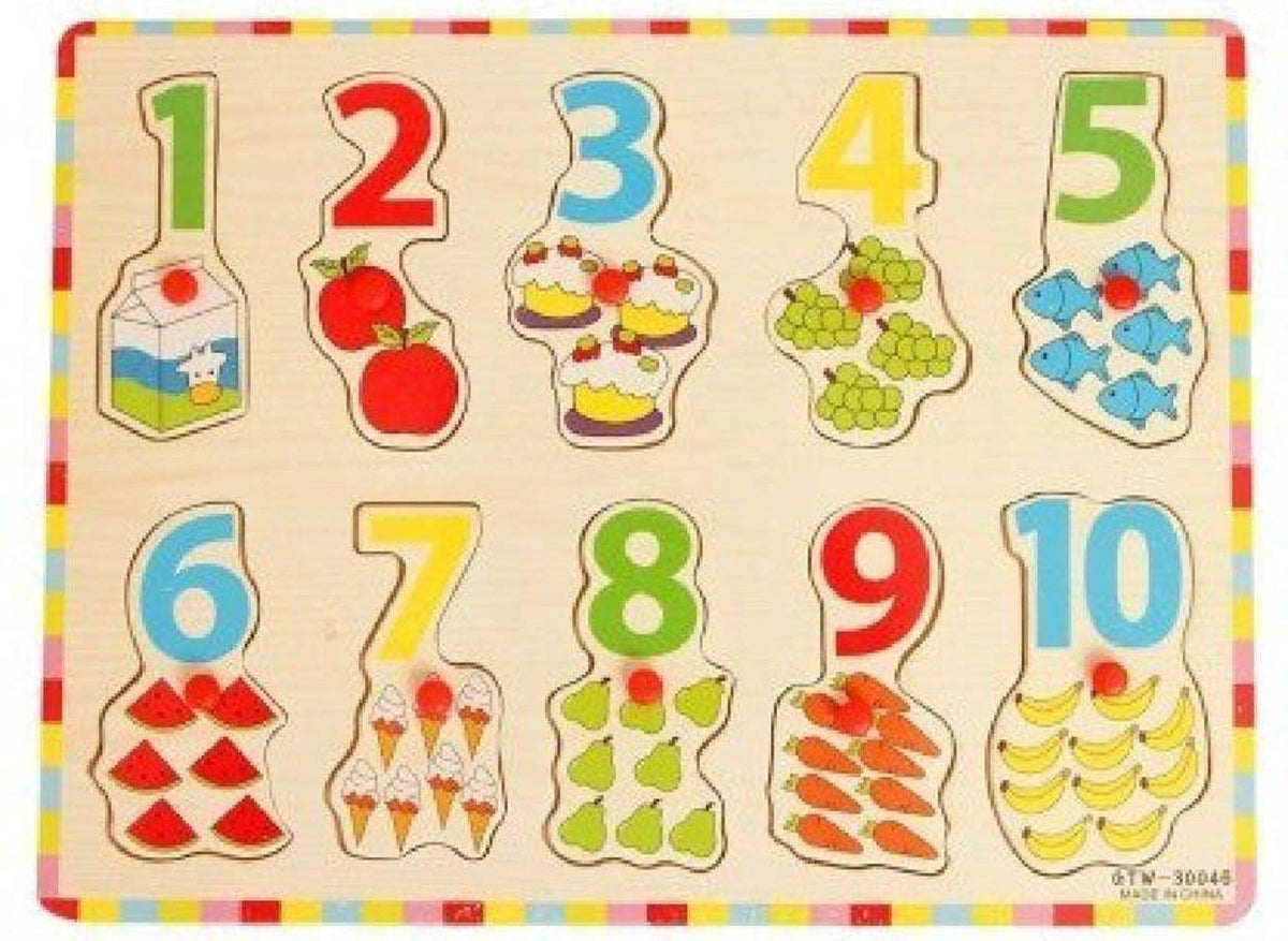 RVM 010 Wooden Number Puzzle Board with Knob for Kids(12M+), Learning Educational Math Toys