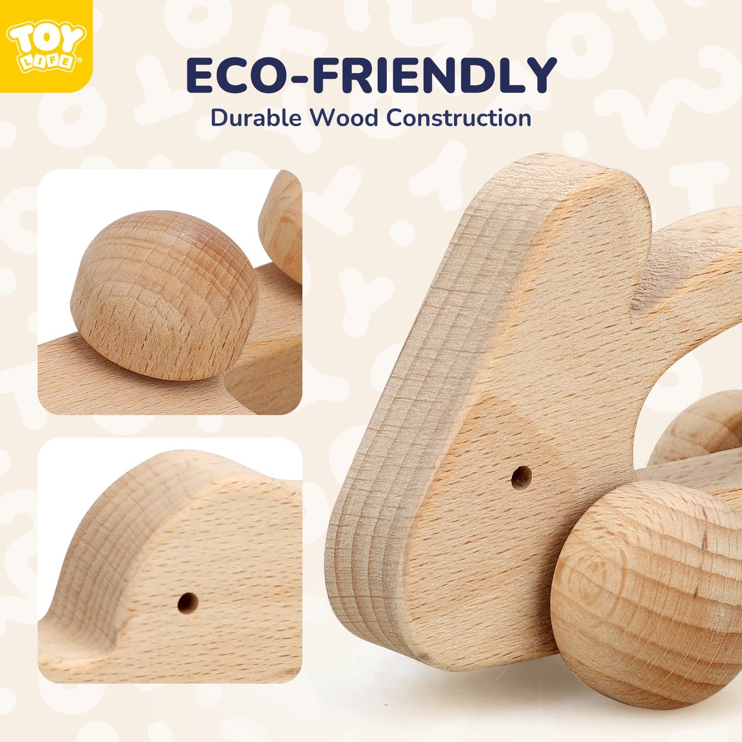 Toy Life Wooden Toys Cars, Animal Wooden Cars, Montessori Toys For Babies 0-6-12 Months, Wooden Baby Toys For 1 Year Old Boy Birthday Gift, Baby Boy Nursery Decor, Elephant & Rabbit Toy Car