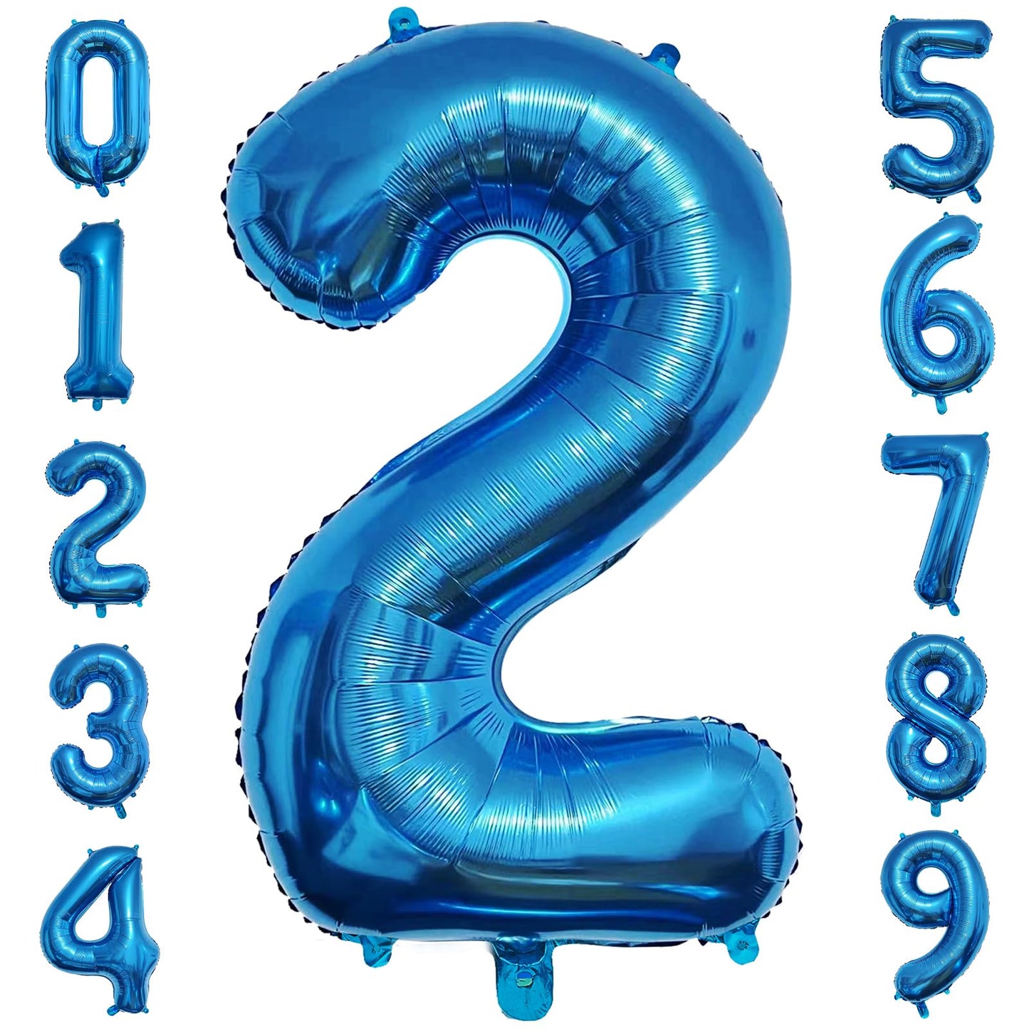 Paticool 40 Inch Blue Number Balloon 2, Large Number Foil Balloons Mylar For Girl Boy Birthday Party Celebration Decorations Sup