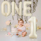 Number 1 Balloon Beige,40 Inch Large Cream White Letter One Foil Word Balloons Giant Aluminum For Boys Girls First One Year Old