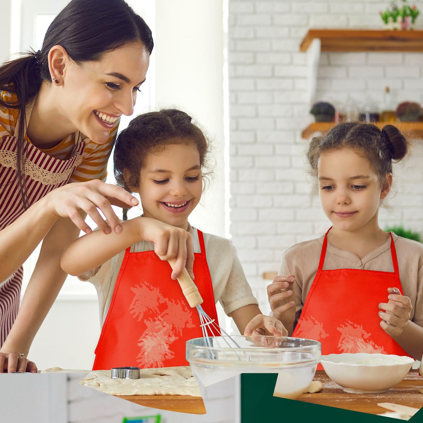 BOUBONI 24 Pieces Red Kids Painting Aprons Kids Art Aprons with 2 Roomy Pockets Kids Aprons for Art Painting Activity Kitchen Cr