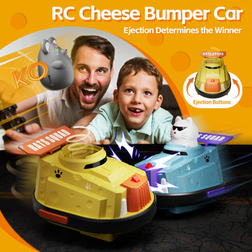 deependo 2 Pack Remote Control Car, RC Ejecting Bumper Car for Kids, Cat and Rat War Cheese Bumper Car, Car Toys for Ages 5-7, C