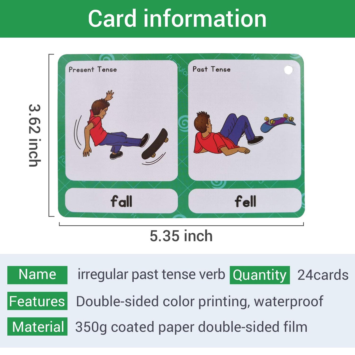 Richardy Irregular Verbs/Plural Nouns/Degrees Of Comparison/Verb Tense 4 Themes Flashcards Building Vocabulary Pocket Cards Educational Learning Toys Pre-Kindergarten Classroom Supplies