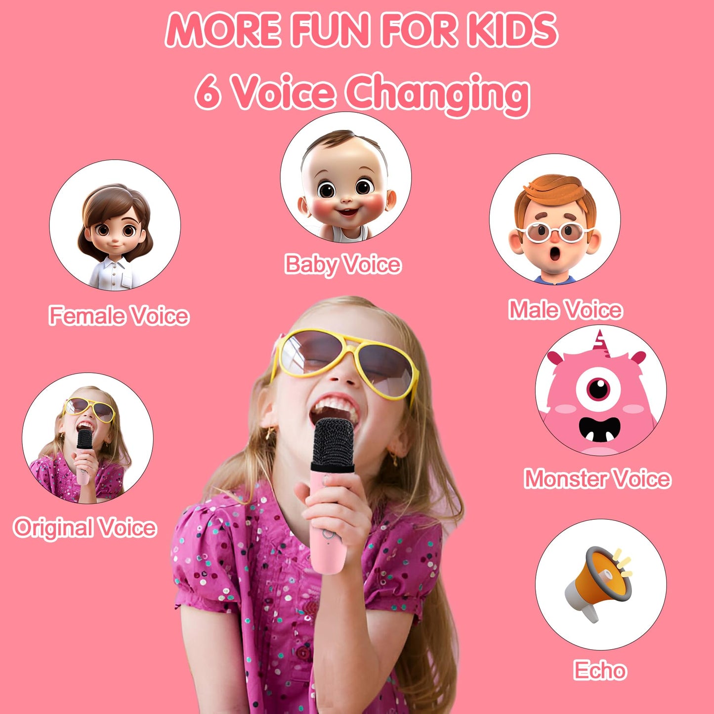 Mini Karaoke Machine, Portable Bluetooth Speaker With 2 Wireless Microphone, Toys For 3-12 Years Old Girls Boys Gifts, Kids Kara