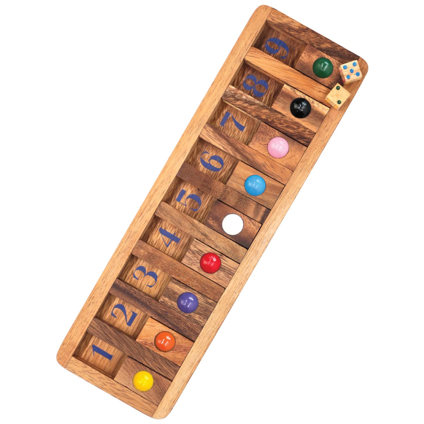 BSIRI Shut The Box Board Game - Wooden Math Puzzle for Kids, Family Fun, Educational Toy, Natural Solid Wood, 9x29x2 cm