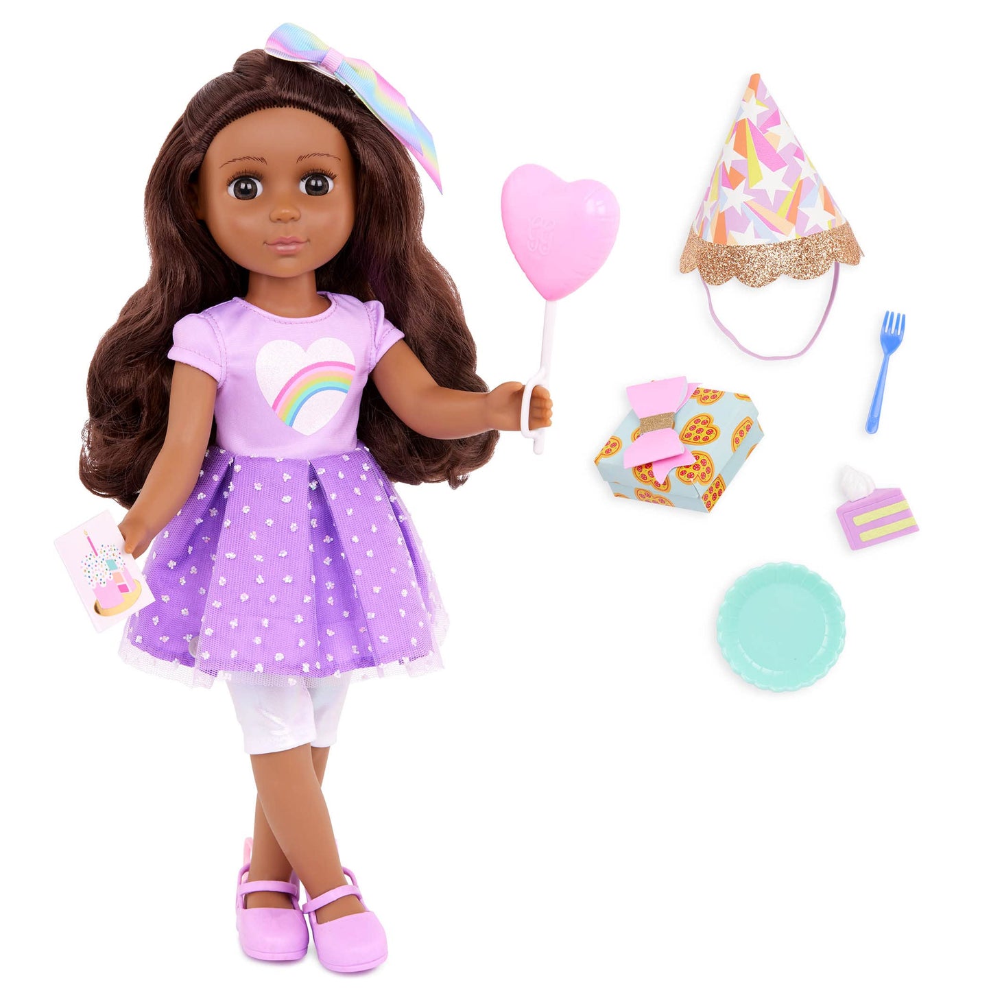 Glitter Girls - 14-inch Posable Doll - Birthday Party Accessories - Balloon, Toy Present & More - Toys for Kids 3 Years+ - Meera