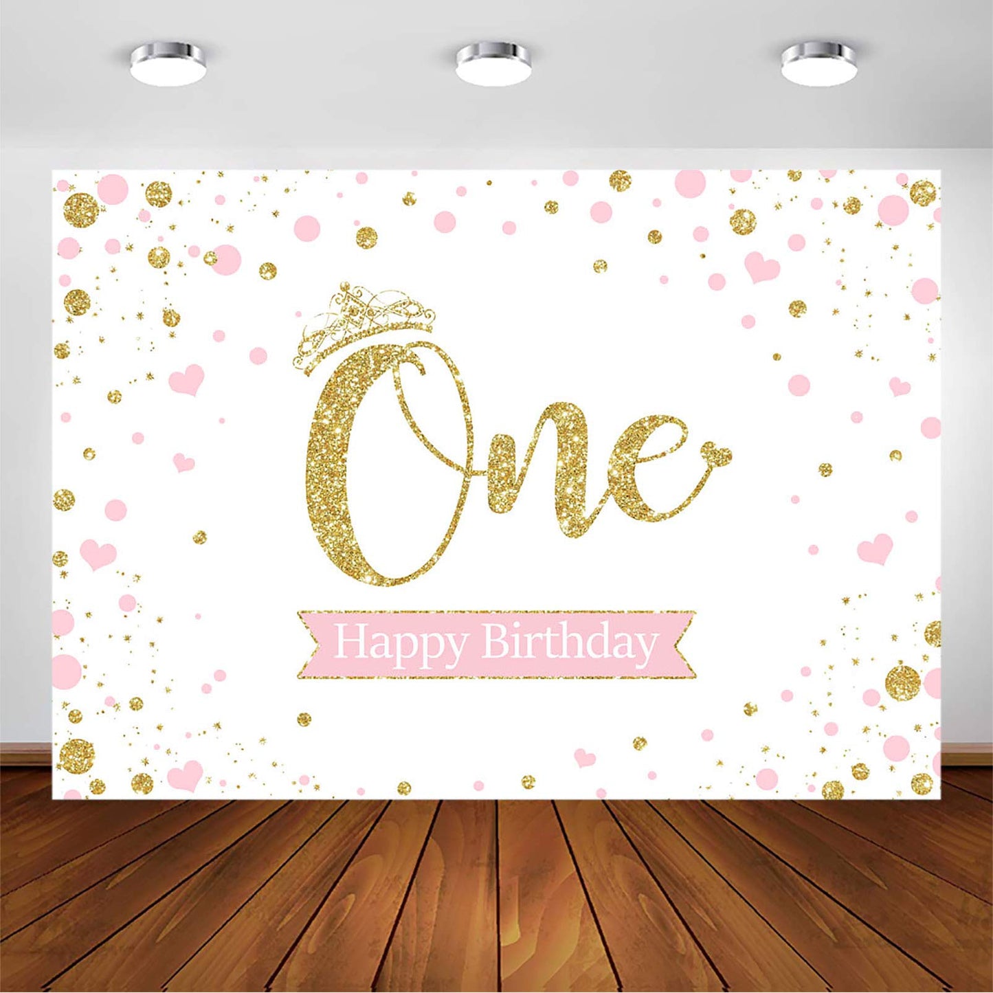 Avezano 1St Birthday Backdrop For Girl Pink And Gold Princess Birthday Party Photoshoot Crown Glitter Confetti Baby First One Ha