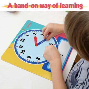 Magnetic Writable Dry Erase Learning Clock | Clock For Kids Learning To Tell Time | Large 12' Demonstration Teaching Time Practice Clock With Dry Erase Writing Surface | Pen Included | (Rainbow)