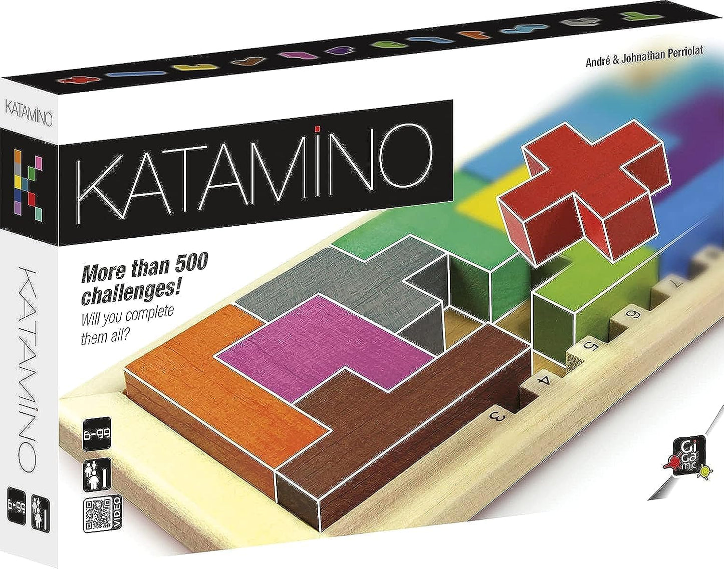 GIGAMIC Katamino Wooden Shape Puzzle Game for Ages 6+, 1-2 Players, 10 Min Playtime, Model GZKC