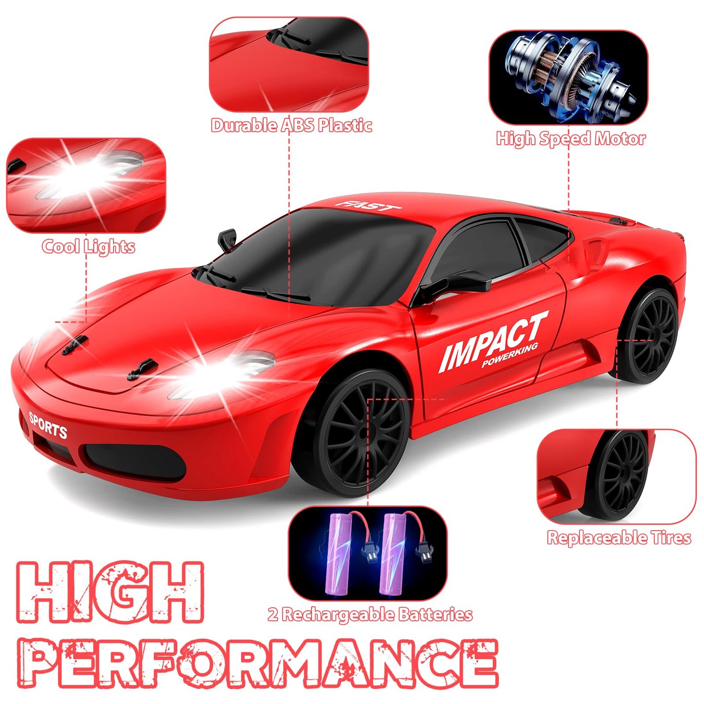 Yuan Plan Rc Drift Car, 2.4Ghz 1/24 High Speed Remote Control Car Rc Cars Drifting Rc Car Racing Car Model Vehicle, 4Wd Fast Dri