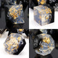 PJOY DND Sharp Edged Dice Set, 7pcs Teal Rosegold Foil Liquid Core DND Dice Set Resin D&D Polyhedral Dice with Dice Case for Rol