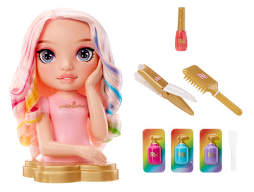 Rainbow High Bella 13    Styling Head 4 In 1 Playset With Washable Hair Creams, Nail Polish, Brush, & Hair Coloring Tool. Style