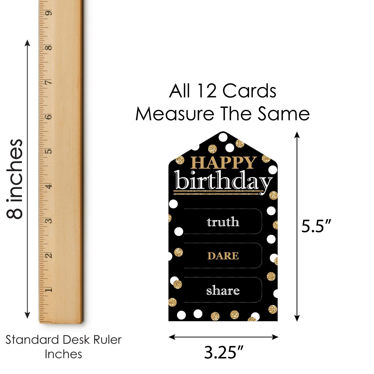Big Dot of Happiness mature-themed Happy Birthday - Gold - Birthday Party Game Pickle Cards - Truth  Dare  Share Pull Tabs - Set of 12
